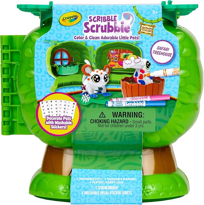 Crayola Scribble Scrubbie Pets Safari Treehouse, Toy Storage Case, Gift for Boys & Girls