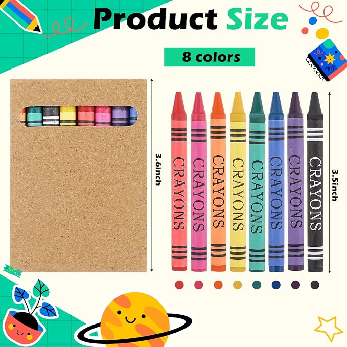 6 Packs Crayons Bulk Back to School Crayon 8 Color Crayon Individual Packs Mini Wrapped Wax Washable Crayons for Student Gifts School Supplies Classroom Rewards Gifts