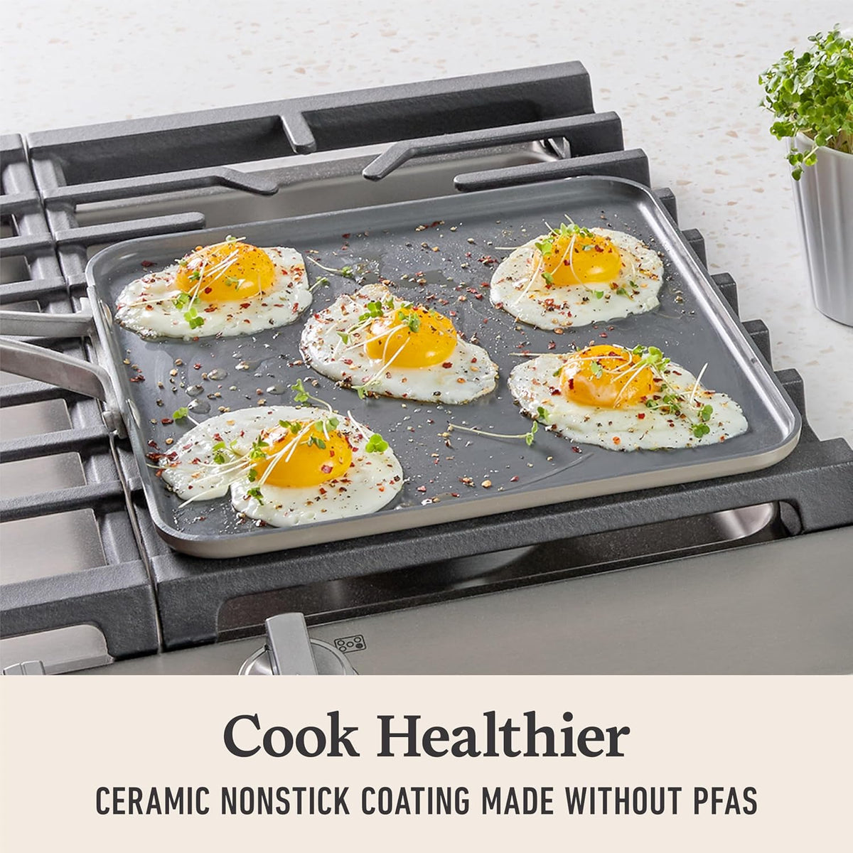 Calphalon® Premier Ceramic Nonstick 11" Square Griddle, Mushroom Grey