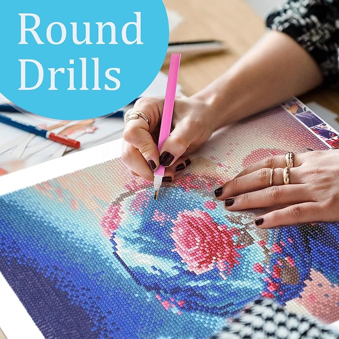 Sunflower Diamond Art Painting Kits for Adults, Stained Glass Full Drill Diamond Dots Paintings for Beginners, Round 5D Paint with Diamonds Pictures Gem Art Painting Kits DIY Crafts Kits 14x14inch
