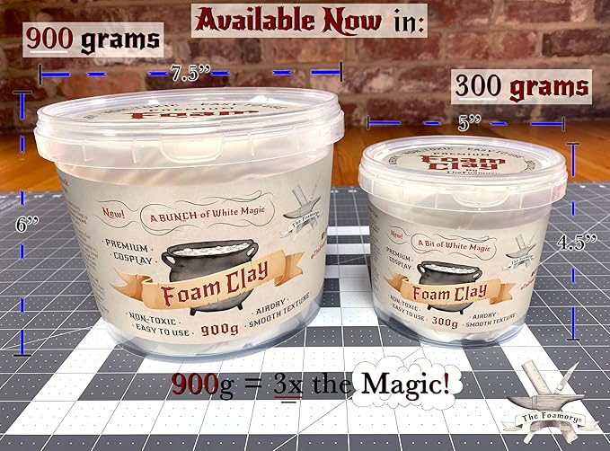The Foamory Moldable Cosplay Foam Clay (900g White) High Density Air Dry Clay, EVA Foam Sands Paints Easily, Non-Toxic and Safe for Crafts