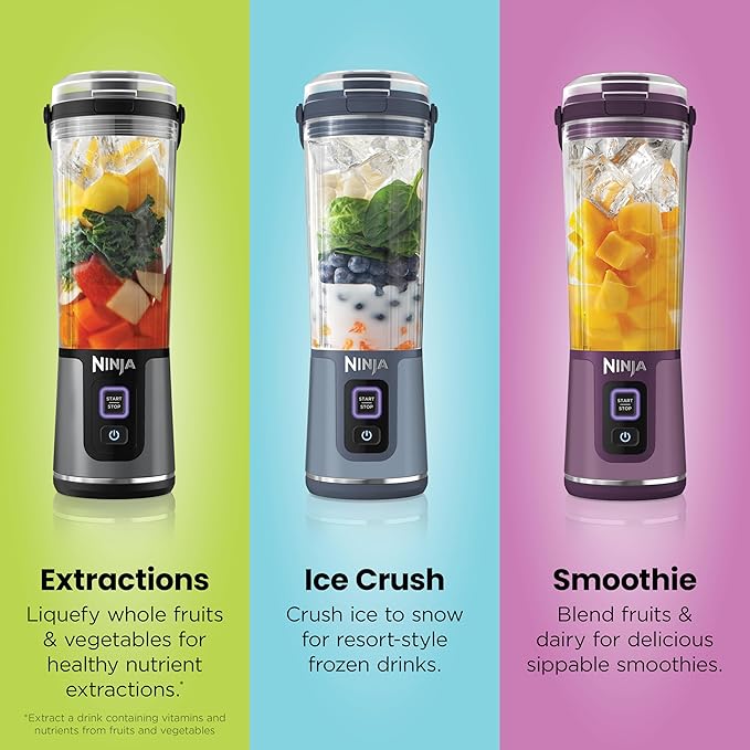 Ninja BC151PR Blast Portable Blender, Cordless, 18oz. Vessel, Personal Blender-for Shakes & Smoothies, BPA Free, Leakproof-Lid & Sip Spout, USB-C Rechargeable, Dishwasher Safe Parts, Passion Fruit