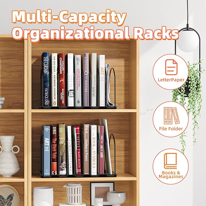 Simple Trending 2 Pack 9 Section Metal File Sorter Organizer for Desk Home Office, Black