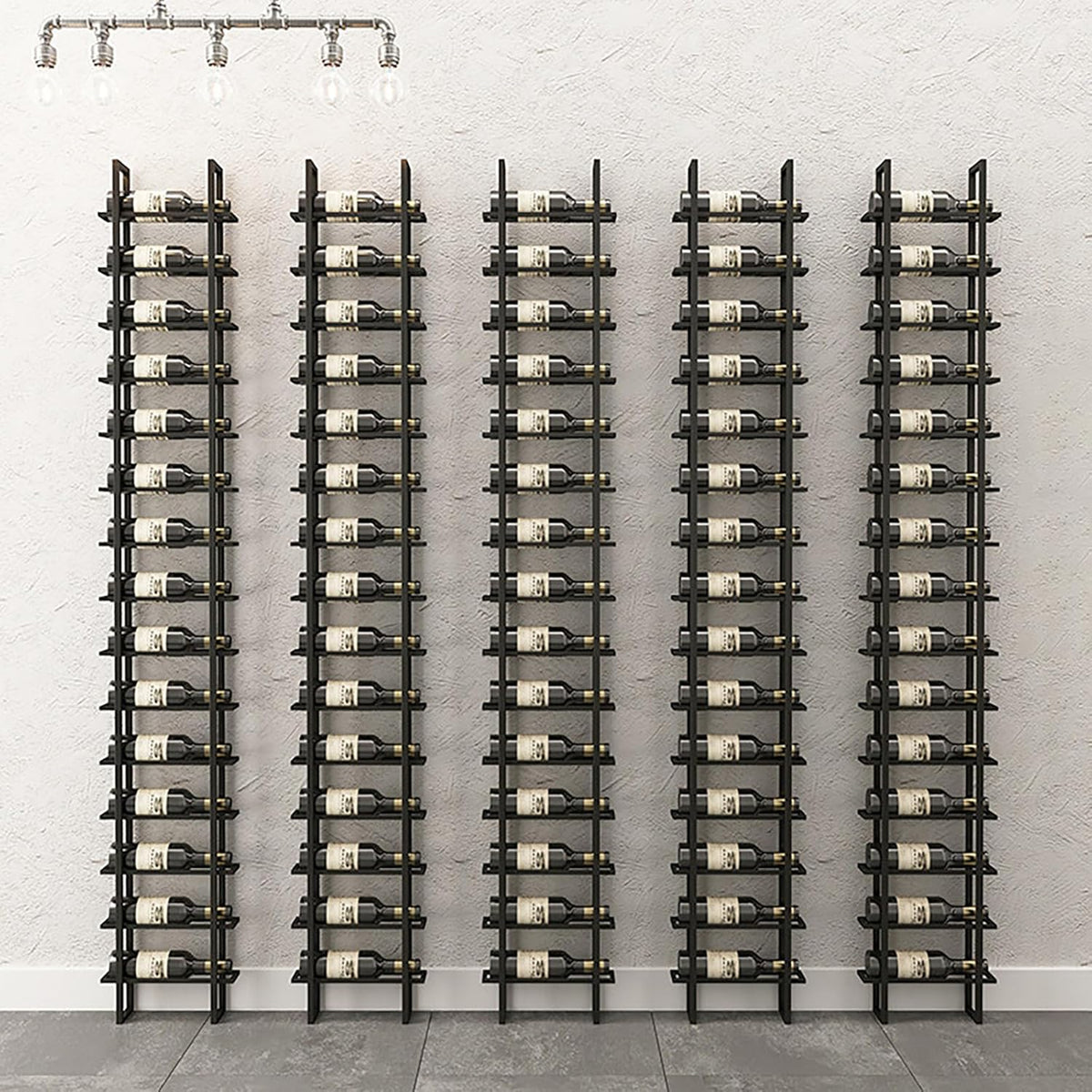 Wine Rack Freestanding Floor, 16 Tier 16 Bottle Capacity Display Holder, Black Industrial Wine Bottle Storage Shelves, for Any Bar, Wine Cellar, Kitchen, Dining Room (Black, 1 Column)