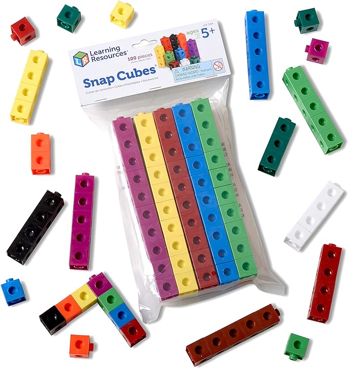 Learning Resources Snap Cubes - 100 Pieces, Ages 5+ Homeschool and Classroom Supplies, Educational Counting Toy, Math Games for Kids, Teacher Aids