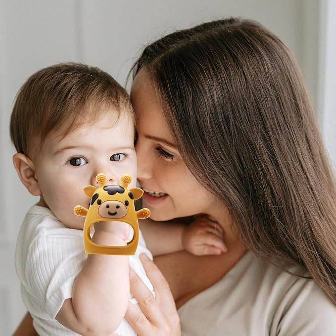 2 Pack Baby Teething Toys for 3-6 6-12 Months, Food Grade Silicone Infant Teether Mitten, Baby Essentials Teething Relief, Newborn Essentials Chew Toys for Sucking Needs