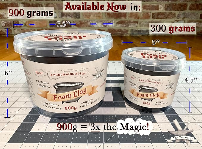 The Foamory Moldable Cosplay Foam Clay (300g Black) High Density Air Dry Clay, EVA Foam Sands Paints Easily, Non-Toxic and Safe for Crafts
