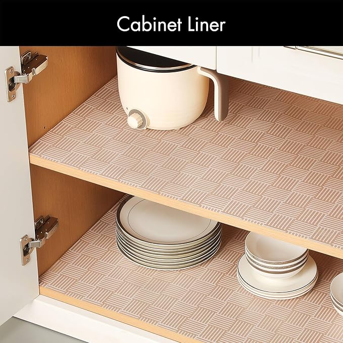 Cooyes Shelf and Drawer Liner for Kitchen Cabinets – Non-Adhesive, Waterproof, Non-Slip Cabinet Liners for Scratch Protection, Desk, Refrigerator, Shelves, Drawers with Modern Pattern