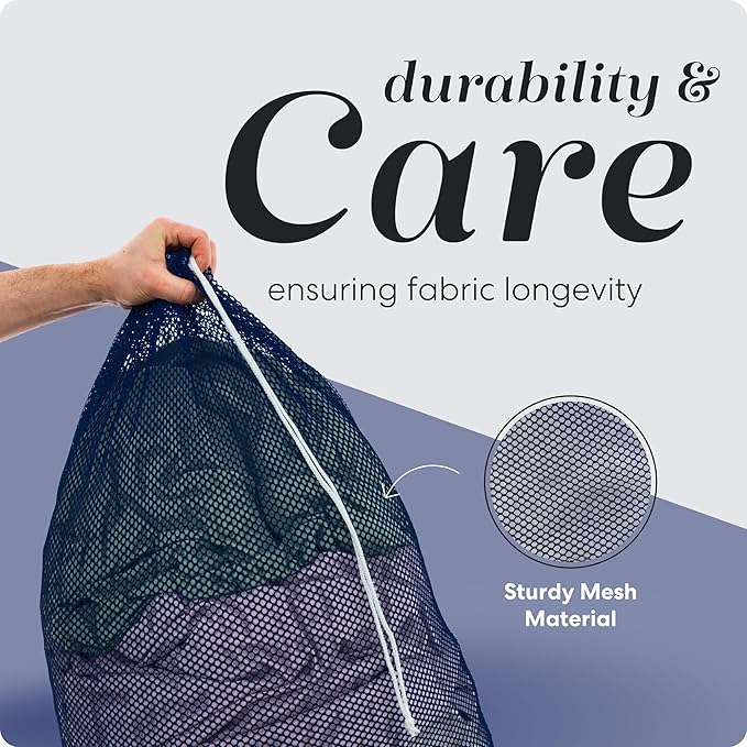 Handy Laundry Mesh XL Laundry Bag - Durable, Machine Washable with Secure Drawstring Closure - Perfect for College Dorms, Laundromats, Apartments (Navy, Large 24" x 36")