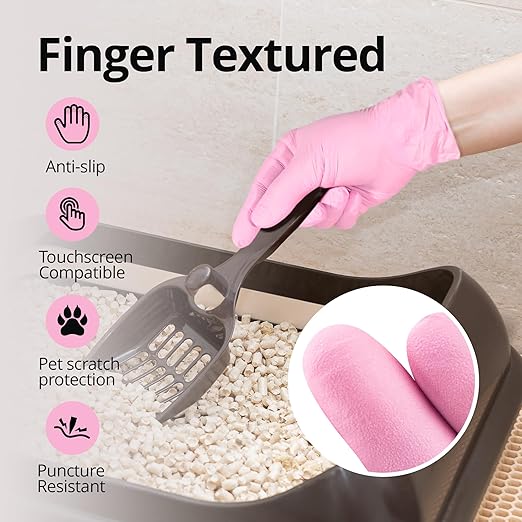 Pink Nitrile Gloves, 3-mil, Industrial Gloves Disposable Latex Free, for Cleaning & Esthetician, Rubber Powder-Free, 100-ct Box (X-Small)