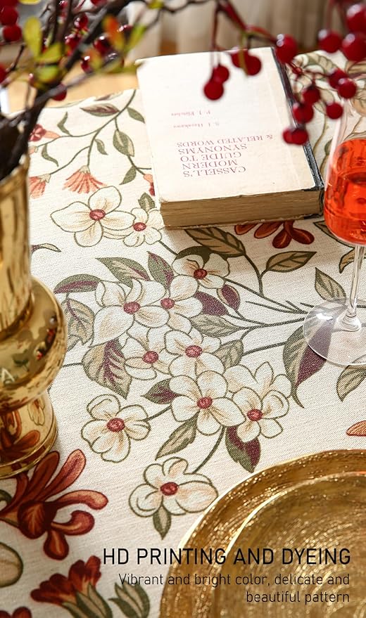ISAENNE Designer Bohemian Linen Small Square Table Cloth,Colorful Floral Pattern Tablecloth,Wrinkle Resistant Decorative Tablecloths for Dining Thanksgiving Kitchen Party,55"*55"-Grace A