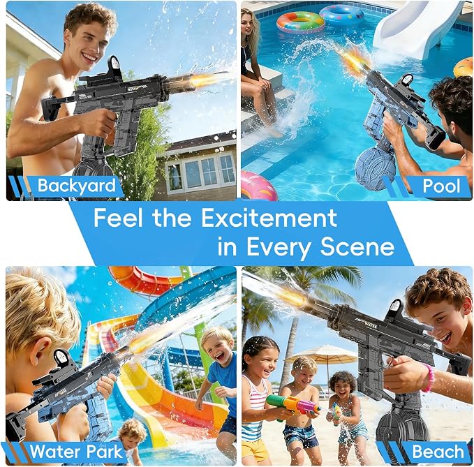 2PCS Electric Squirt Water Gun for Adult & Kids, Automatic Water Blaster Toy with Battery Powered, Long Range & High Capacity, Water Pistol for Outdoor Pool Beach Backyard Play Water Game