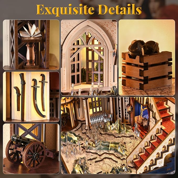CCCDF Book Nook Kit, DIY Miniature Dollhouse Booknook Kit for Adults and Teens, 3D Wooden Puzzle Booknook Tiny House Bookshelf Decor, Gifts for Family Friens (Napoleon)