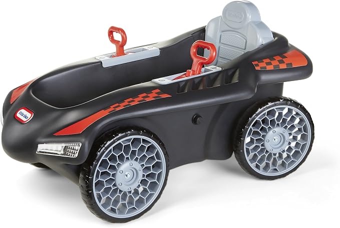 Little Tikes Jett Car Racer Black, Ride On Car with Adjustable Seat Back, Dual Handle Rear Wheel Steering, Racing Control, Kid Powered Fun, Great Gift for Kids, Toys for Girls Boys Ages 3-10 Years