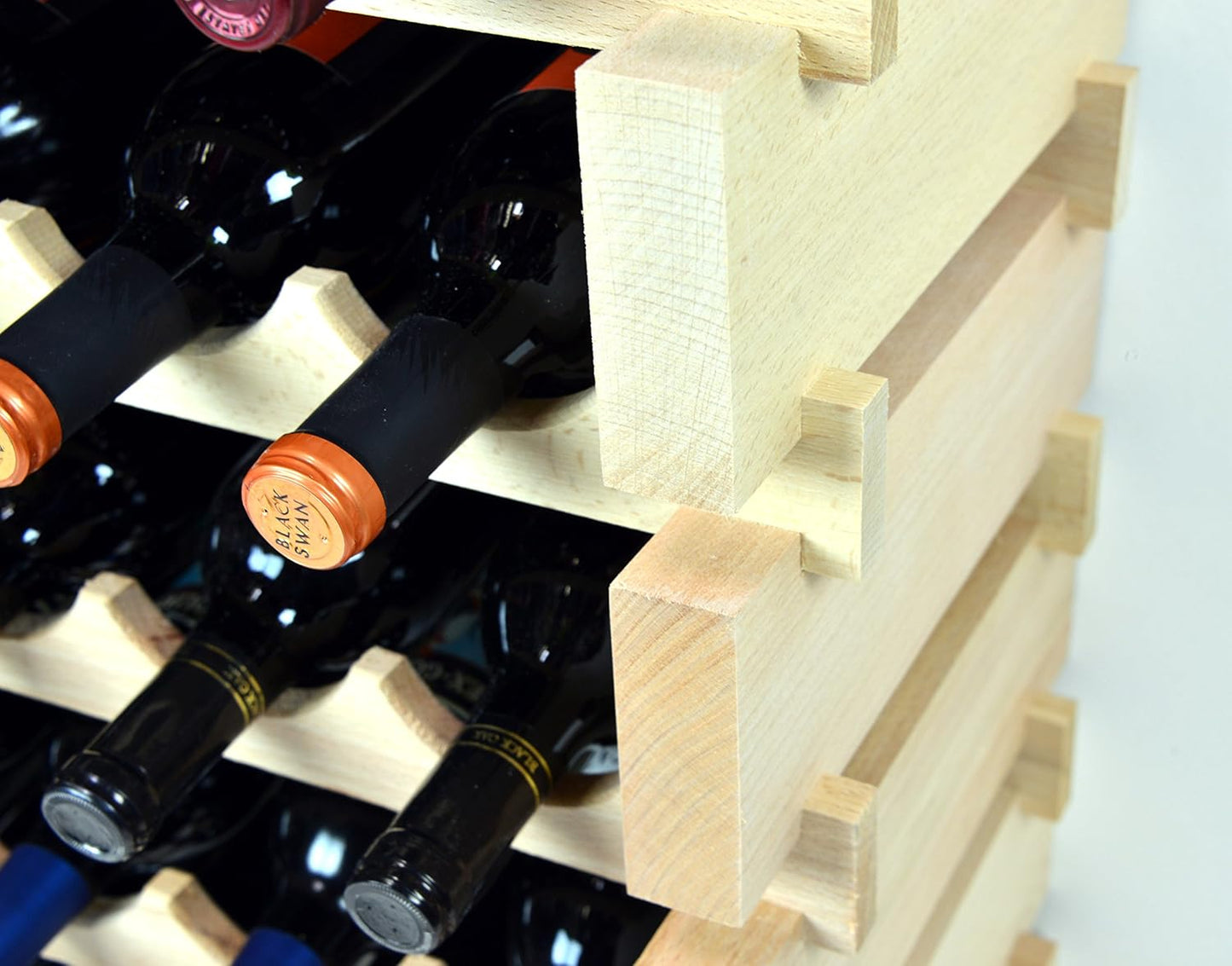 sfDisplay.com,LLC. Modular Wine Rack Beechwood 40-120 Bottle Capacity 10 Bottles Across up to 12 Rows Newest Improved Model (40 Bottles - 4 Rows)