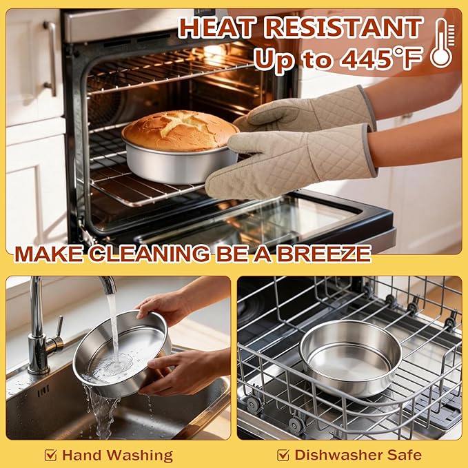 P&P CHEF 7 Inch Cake Pan, 1 Piece Round Layer Cake Baking Pan, Stainless Steel Smash Cake Tin Bakeware for Cooking Steaming, Nontoxic & Sturdy, Oven & Dishwasher Safe