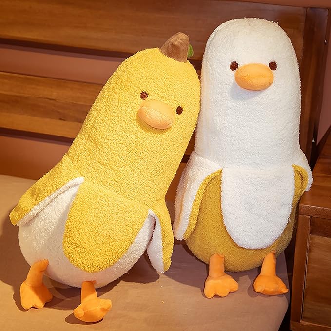 PEACH CAT Banana Duck Plush Toy Cute Plushie Hugging Plush Pillow Duck Stuffed Animal for Girls and Boys Yellow 35.4"