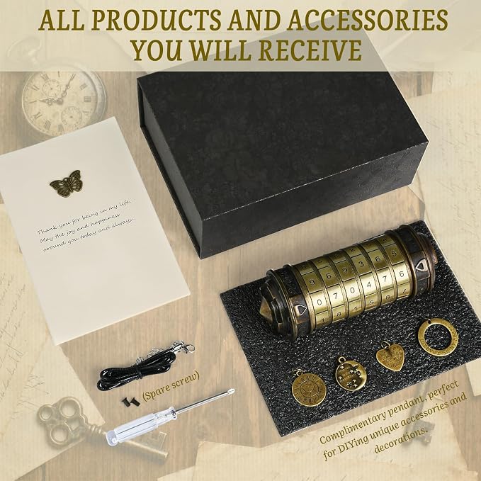 wellsee Da Vinci Code Numeric Mini Cryptex Brainteaser Puzzle Box,Metal Password Lock Cash Box with Hidden Compartment for Money,Challenge Game for Ages 12+ and Up,Unique Xmas Gifts for Her&Him,Purple