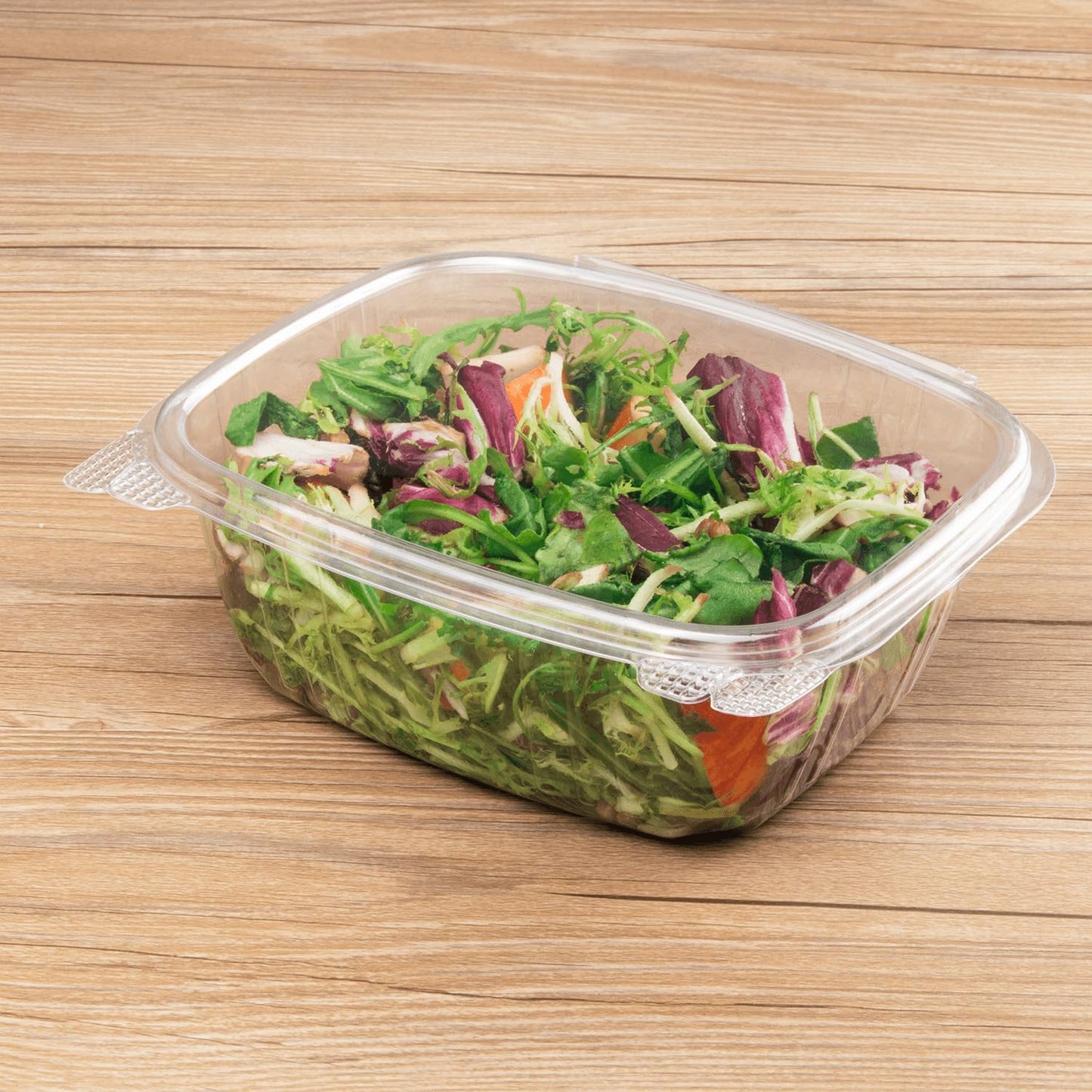 Karat 200 Count Clear PET Hinged Deli Take Out Containers - 32 oz Plastic Clamshell Food Containers, Disposable Square to Go Boxes, Ideal for Pasta Salads, Fruit, Deli Sides and More, FP-HDC32