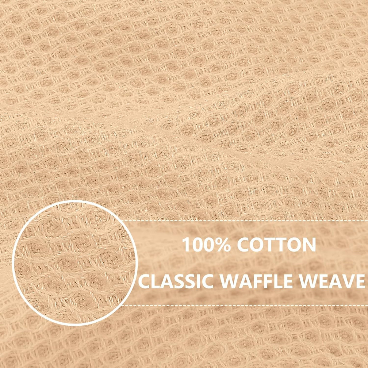 Homaxy 100% Cotton Waffle Weave Kitchen Dish Towels, Ultra Soft Absorbent Quick Drying Cleaning Towel, 13 x 28 Inches, 6-Pack, Apricot