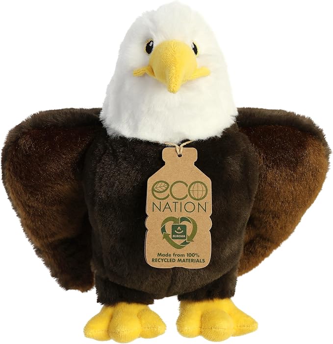 Aurora® Responsibly Made Eco Nation™ Eagle Stuffed Animal - Ideal for Playtime Adventures - Perfect for Birthdays or Just Because - Brown 9.5 Inches