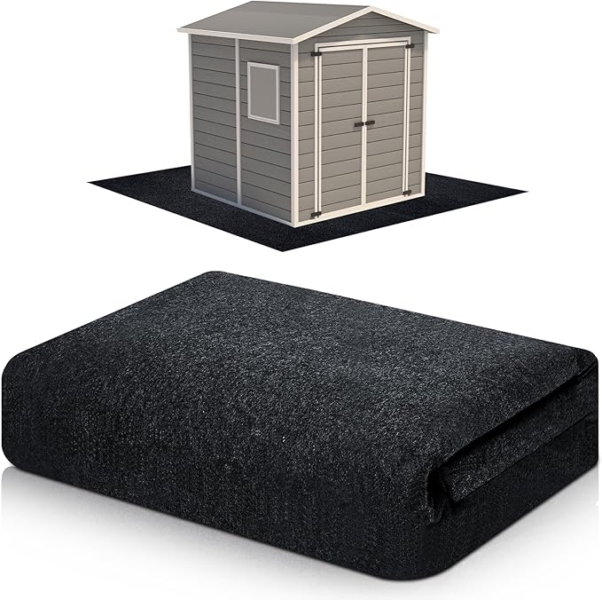 Haull Outdoor Storage Shed Floor Mat Waterproof Outdoor Carport Mat Thickened Soft Patio Furniture Pad Washable with Non Slip Backing, Storage Shed Not Included(8 x 12.5 ft)