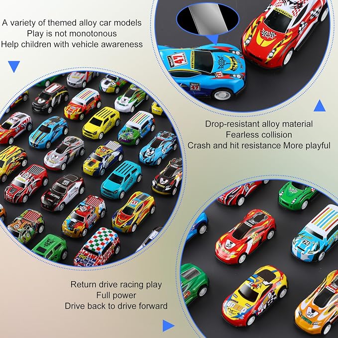 Jenaai 100 Pcs Mini Pull Back Toy Cars Bulk Pull Back Die Cast Race Cars Party Favors for Boys Girls Christmas Party Favor Return Gift Goodie Bag Stuffer Classroom Carnival Gift