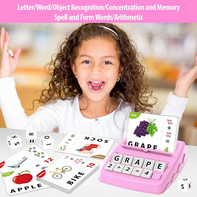 Yolscue Montessori Matching Letter Games,Educational Toys for 3-8 Year Olds Boys Girls,Alphabet Learning Toys for Kids Ages 3-8 Years,Birthday Party Gifts for 3-8 Year Olds Boys Girls(Pink)