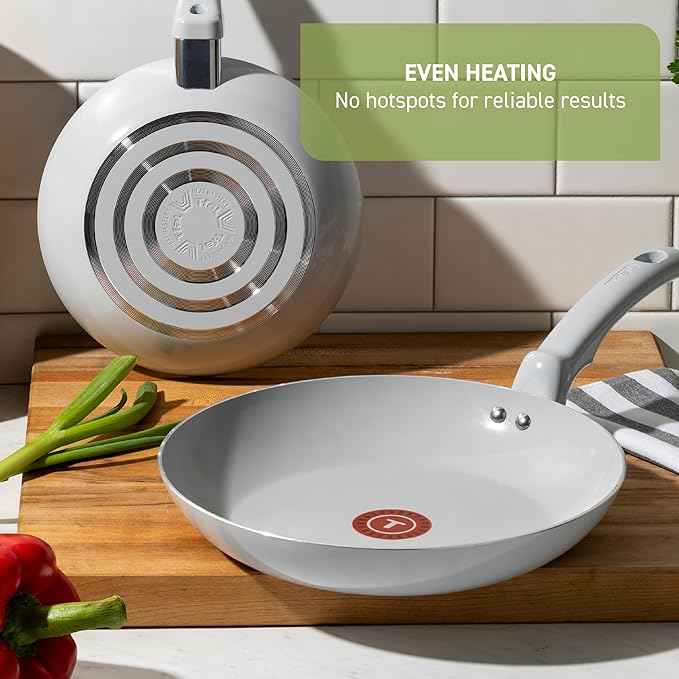 T-Fal Refresh Ceramic Pots and Pans Set, 20-Piece Nonstick Cookware Set, Stockpot, Griddle, Frying Pans, Utensils, Moon Grey