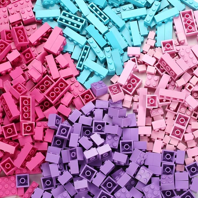 Building Bricks Set,Classic Colors Building Blocks Toys,Compatible with All Major Brands,Birthday Gift for Kids (Pink-Purple)