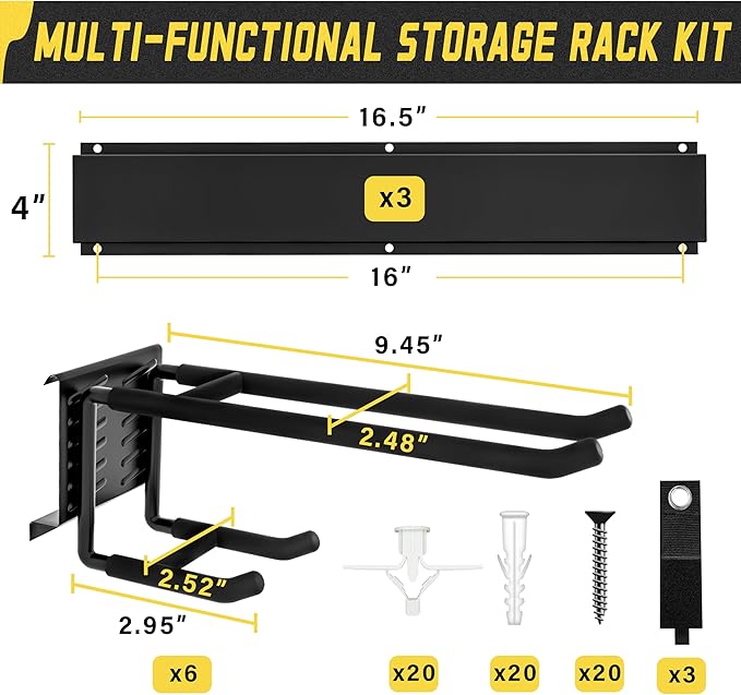 Garage Wall Organizer,12Pack Carries 600 lbs,Garden Tool Organizer 49.5in With Large Storage Space,Easy Assembly, Sturdy Design,for Efficient Tool Storage Garage Organization