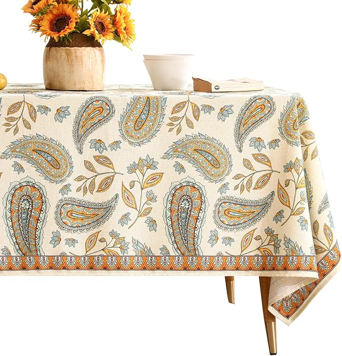 patdrea Designer Vintage French Rectangle Table Cloth,Italian Floral Wrinkle Free Farmhouse Tablecloth,Decor Table Cover for Kitchen Dining,Christmas,Tea Party,Thanksgiving,55"x79"-Lysaniya