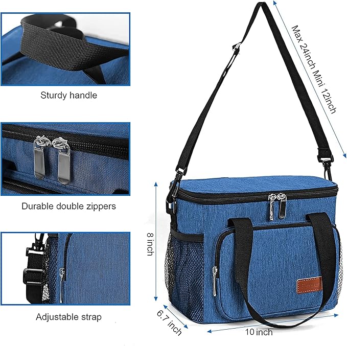 Femuar Lunch Bags for Women/Men, Insulated Lunch Bag for Work Office Picnic - Lunch Cooler Bag Leakproof Lunch Box with Adjustable Shoulder Strap - Blue