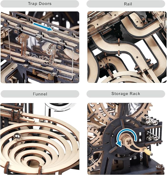 ROKR 3D Wooden Puzzles for Adult, Marble Run Puzzle Model Mechanical Marble Run Building Kits DIY Toy Hobbies for Adults for Men, Women