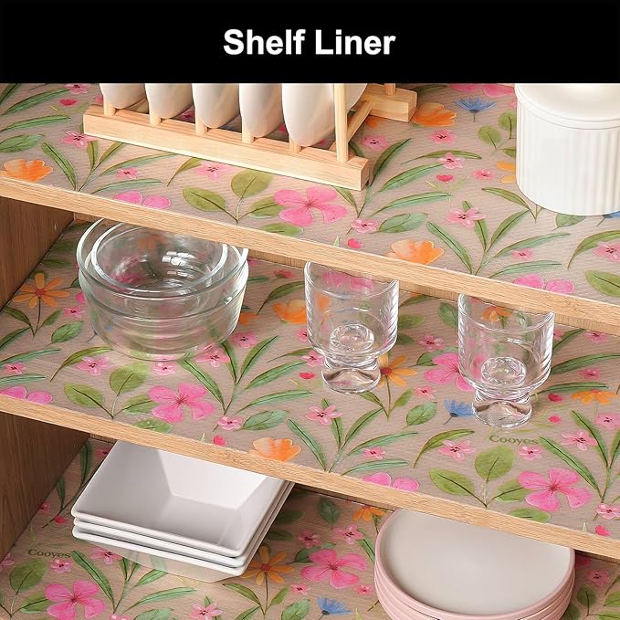 Cooyes Shelf Liner – Premium Non-Adhesive Cabinet & Drawer Liner for Kitchen – Waterproof Shelf Paper with Modern Pattern – Durable EVA Cabinet Mat – Easy to Cut （12" W x 240" L）