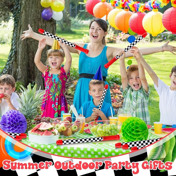 Halloscume 12 Pack Race Car Party Favors Water Gun Blaster 15.75 in Black and White Checkered Racing Water Shooter Blasters Gun for Kids Summer Outdoor Swimming Pool Backyard Beach Summer Games