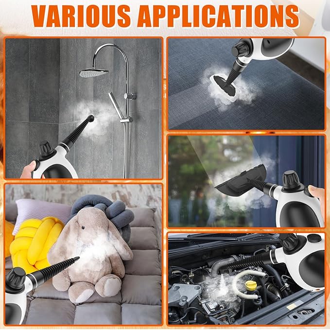 Handheld Steam Cleaner for Home - Pressurized Handheld Steamer for Cleaning with High Pressure, Chemical-Free Multi-Purpose Portable Deep Steam Cleaner for Cleaning Windows, Couch(White)