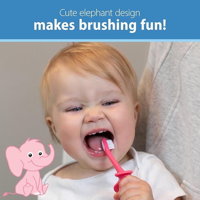 Dr. Brown's Infant-to-Toddler Toothbrush, Elephant, Pink, 0-3 Years