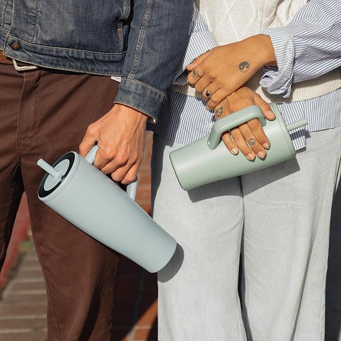 BrüMate Era 40 oz Tumbler with Handle and Straw | 100% Leakproof Insulated Water Bottle Tumbler with Lid and Flexible SoftSip Straw | Made of Stainless Steel | Cup Holder Friendly | 40oz (Blue Agave)