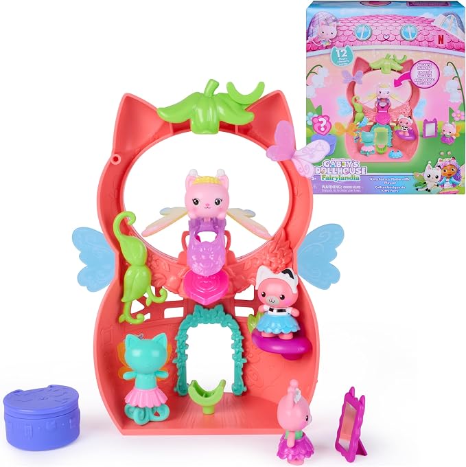 Gabby's Dollhouse Fairylandia, Kitty Fairy’s Flutter-riffic Playset with 12 Pieces & Exclusive Flutter-riffic Ring, Kids Toys for Girls & Boys Ages 3 and Up