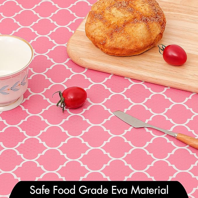 Cooyes Shelf Liner, Non Adhesive Drawer and Cabinet Liner, EVA Washable Oil-Proof Shelf Paper for Kitchen Cabinets, Refrigerator, Storage, Desks with Modern Pattern