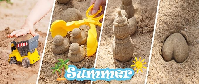 4 Pcs Sand Molds Maker, Beach Toy for Kids, Ball/Duck/Heart/Snowman Shapes, Sandbox Outdoor PlaySand Toys, Gifts(Red/Blue/Pink/Yellow)