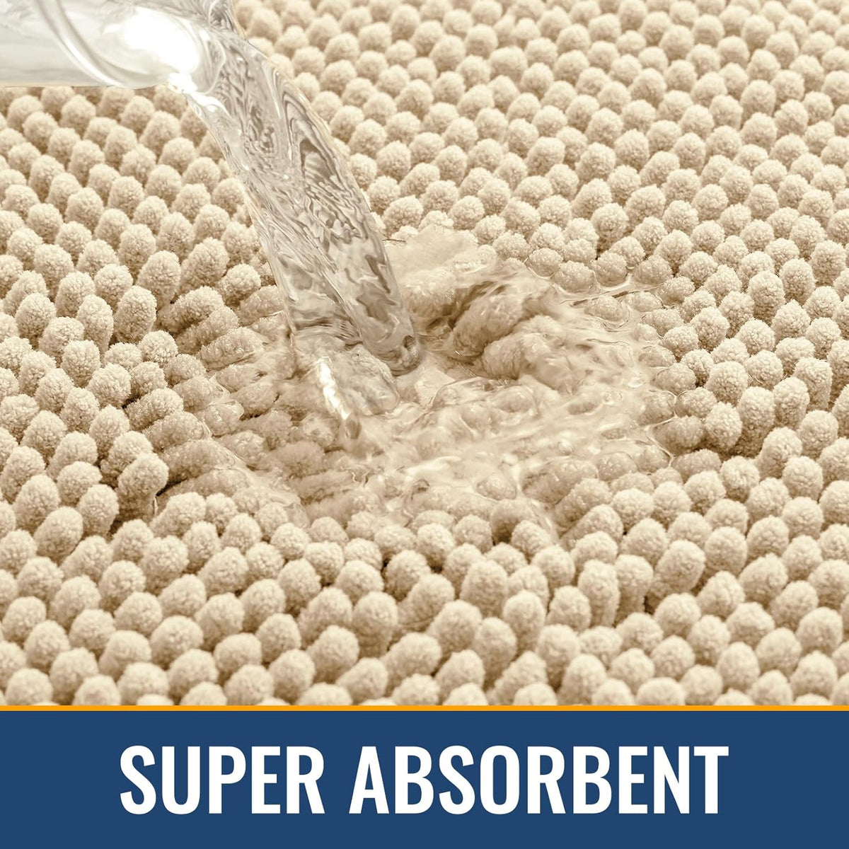 Arotive Bathroom Rugs 30x20, Extra Soft Absorbent Shaggy Chenille Bath Rugs, Machine Washable Rubber Backing Non-Slip Bath Mats for Bathroom Floor Tub and Shower, Home Decor Accessories, Beige
