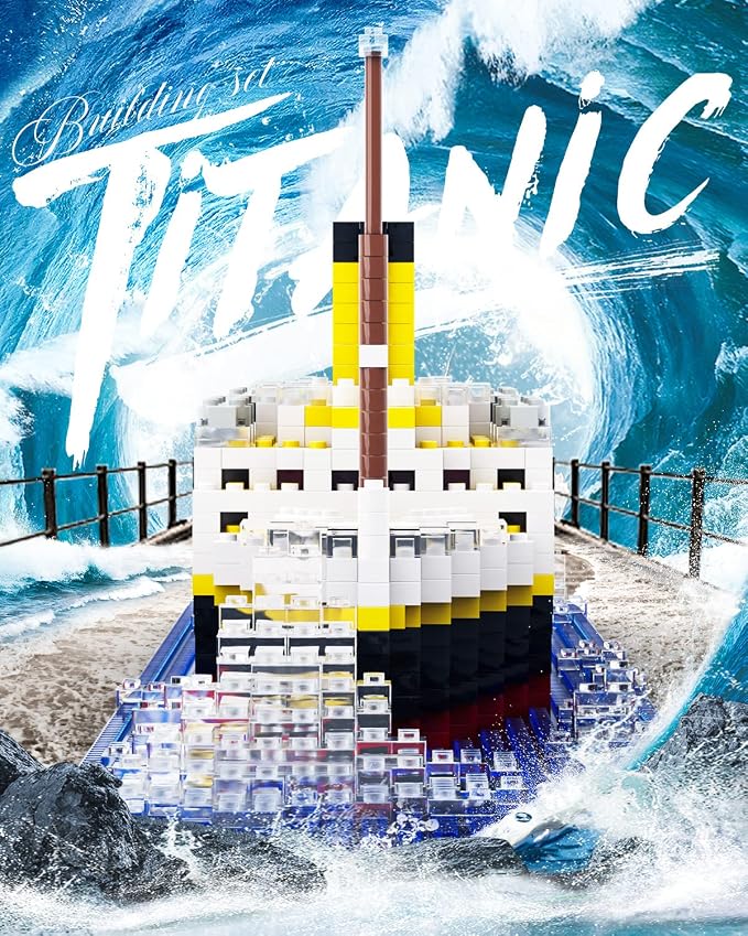 dOvOb Micro Mini Blocks Titanic Model Building Set with 2 Figure, 1872 Piece Mini Bricks Toy, Gift for Adults and Kids