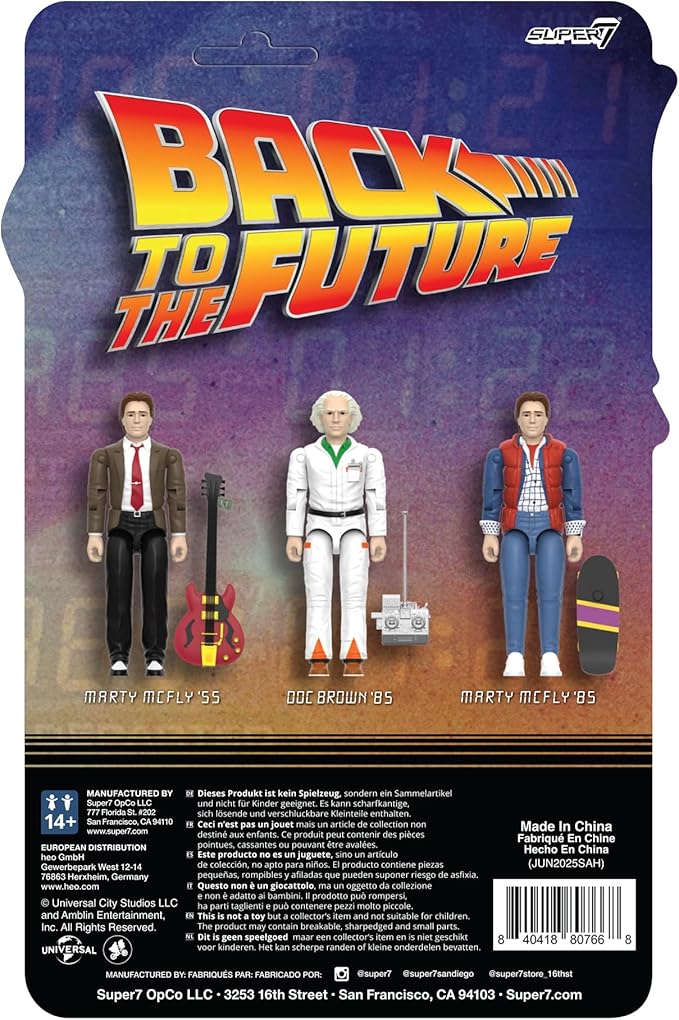 Super7 Reaction+ Back to the Future Doc Brown (1985) - 3.75" Back to the Future Action Figure with Accessories - Classic '80s Movie Collectibles and Retro Toys