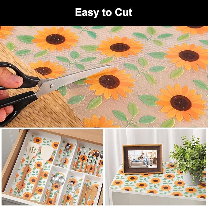 Cooyes Shelf Liner – Premium Non-Adhesive Cabinet & Drawer Liner for Kitchen – Waterproof Shelf Paper with Modern Pattern – Durable EVA Cabinet Mat – Easy to Cut （12" W x 120" L）