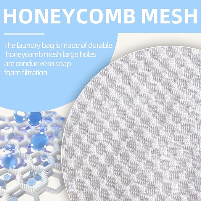 Mesh Laundry Bags, Mesh Wash Bags, Durable Mesh Structure with Strong Zipper, Suitable for Underwear, Delicate Clothes, Pants, Shoes, Socks Washing (Honey mesh, Extra Large 24*36in+36*44in)