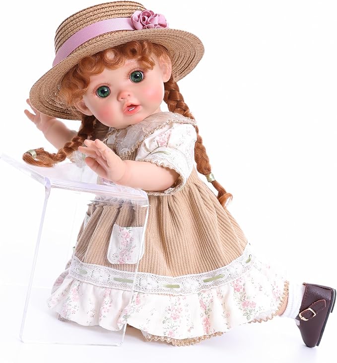 Reborn Baby Dolls – 18 Inch Realistic Reborn Toddler Doll Country-Inspired Girl with Braided Hair, Straw Hat & Floral Layered Dress, Gifts for 3+ Year Old Girls, Collectors