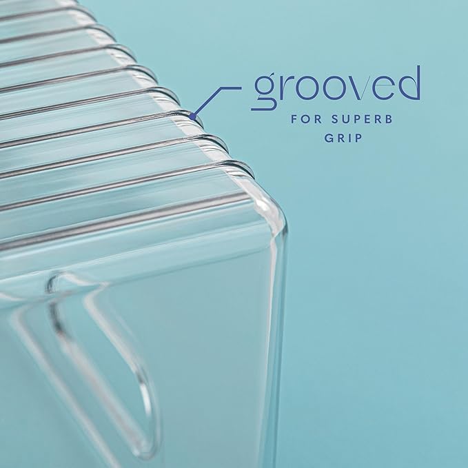 6 Pack Clear Plastic Organizer Bins with Handles for Home Organization. Storage Containers for Organizing Fridge, Freezer, Cabinet. Pantry, Great for Kitchen, Garage, Laundry Room. 10"x8"x5"