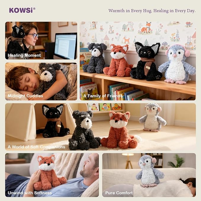 KOWSI® Microwavable Heating Pad Music-Loving Penguin Plush - Weighted Stuffed Animal Tourmaline & Lavender - 1 lb for Long Lasting Cozy Warmth & Relaxation - Includes Gift Box & Greeting Card